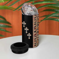 Ethiopia Angels Tilet 4 in 1 Can Cooler Tumbler Ethiopian Cross Black Color