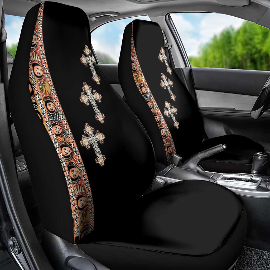 Ethiopia Angels Tilet Car Seat Cover Ethiopian Cross Black Color