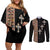 Ethiopia Angels Tilet Couples Matching Off Shoulder Short Dress and Long Sleeve Button Shirt Ethiopian Cross Black Color