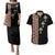 Ethiopia Angels Tilet Couples Matching Puletasi and Hawaiian Shirt Ethiopian Cross Black Color