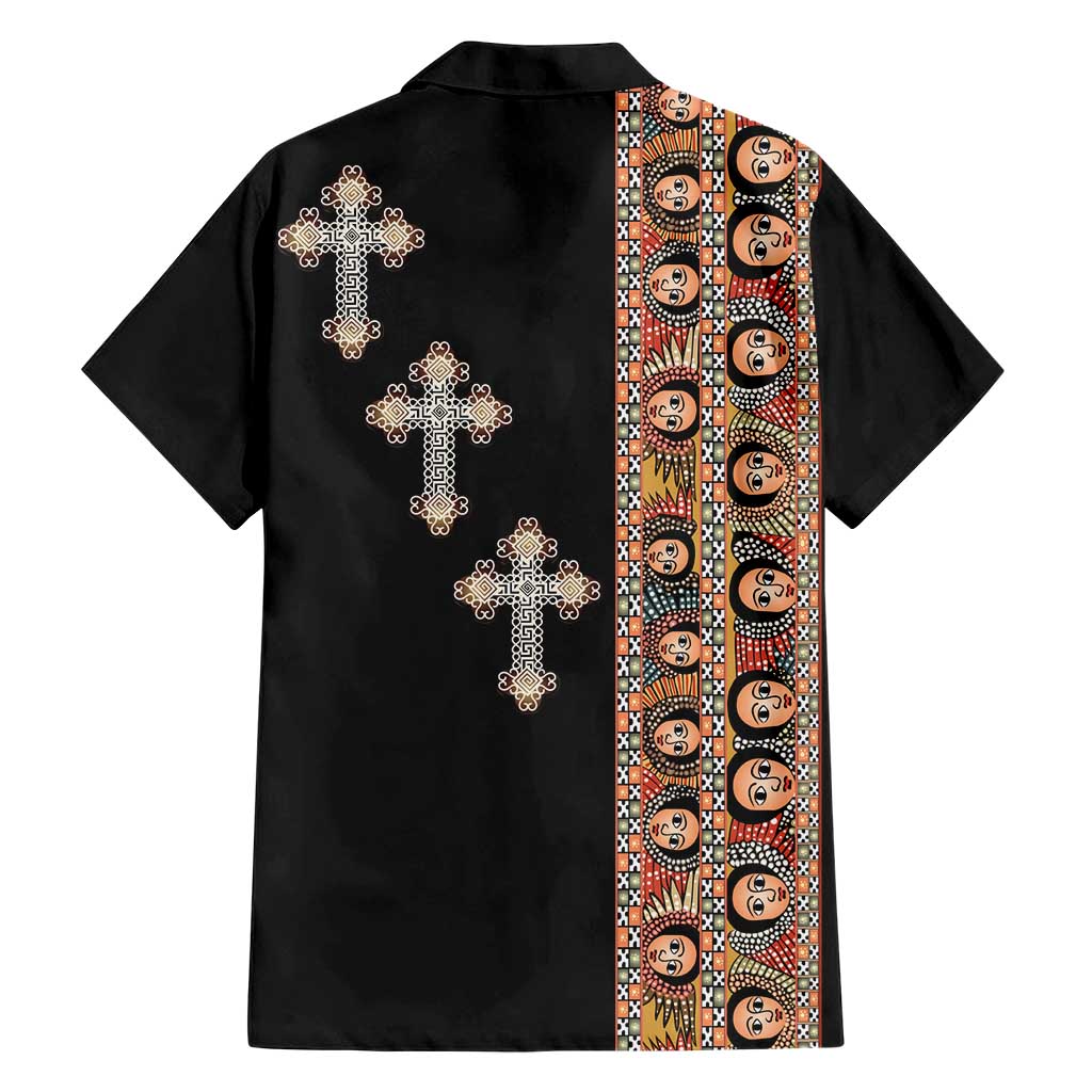 Ethiopia Angels Tilet Hawaiian Shirt Ethiopian Cross Black Color