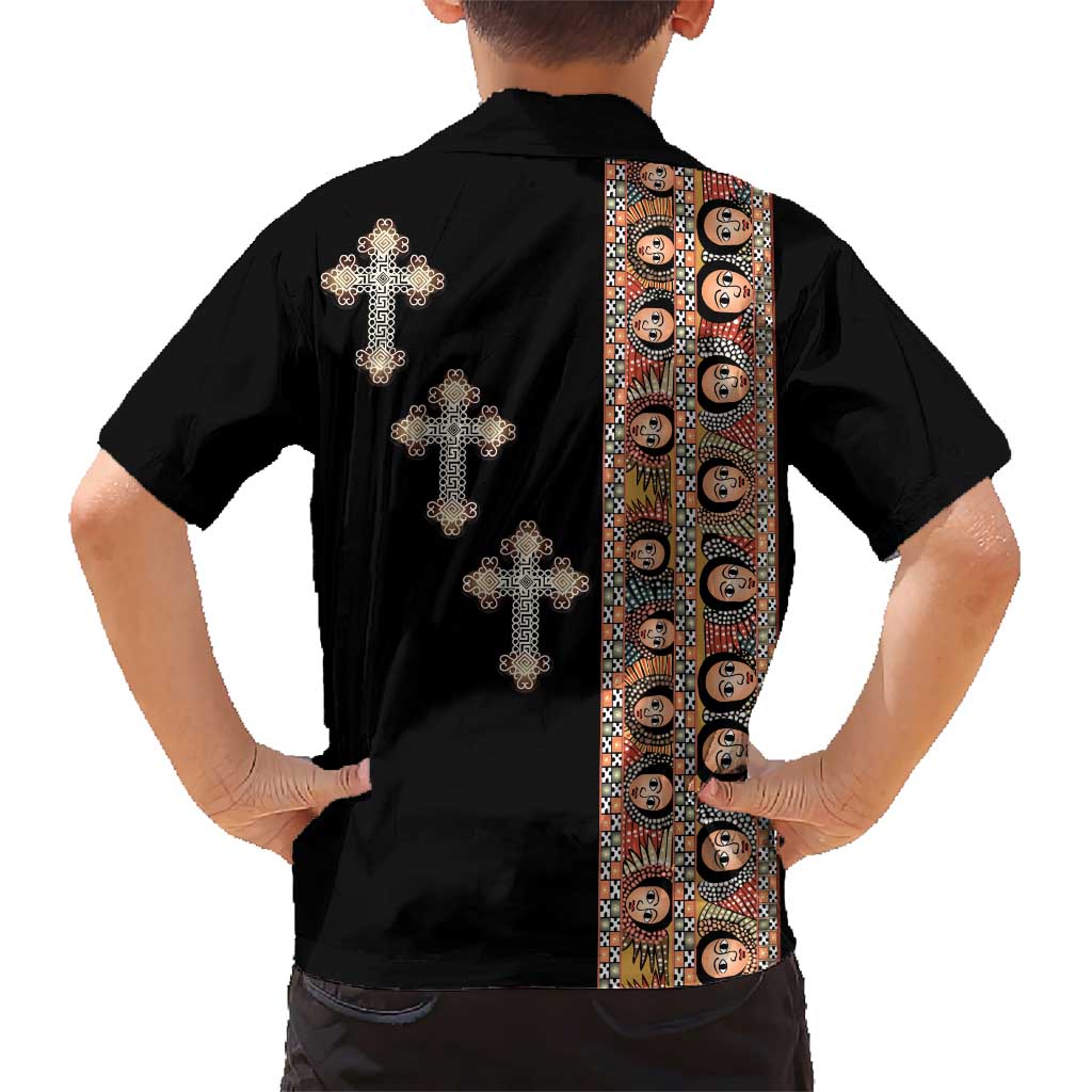 Ethiopia Angels Tilet Hawaiian Shirt Ethiopian Cross Black Color
