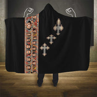 Ethiopia Angels Tilet Hooded Blanket Ethiopian Cross Black Color