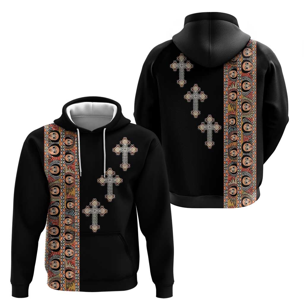 Ethiopia Angels Tilet Hoodie Ethiopian Cross Black Color