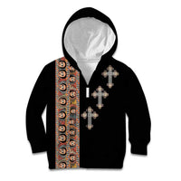 Ethiopia Angels Tilet Kid Hoodie Ethiopian Cross Black Color
