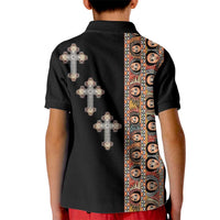 Ethiopia Angels Tilet Kid Polo Shirt Ethiopian Cross Black Color