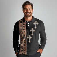Ethiopia Angels Tilet Long Sleeve Polo Shirt Ethiopian Cross Black Color