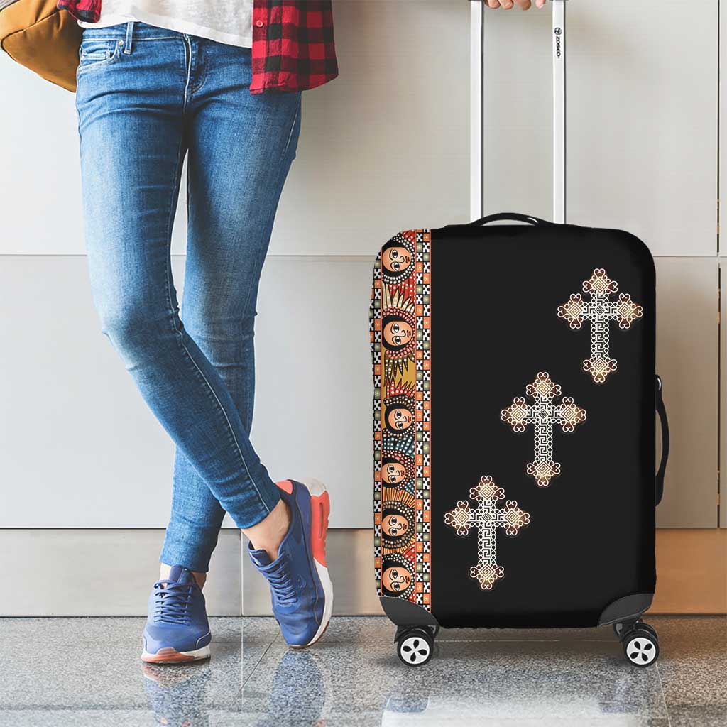 Ethiopia Angels Tilet Luggage Cover Ethiopian Cross Black Color