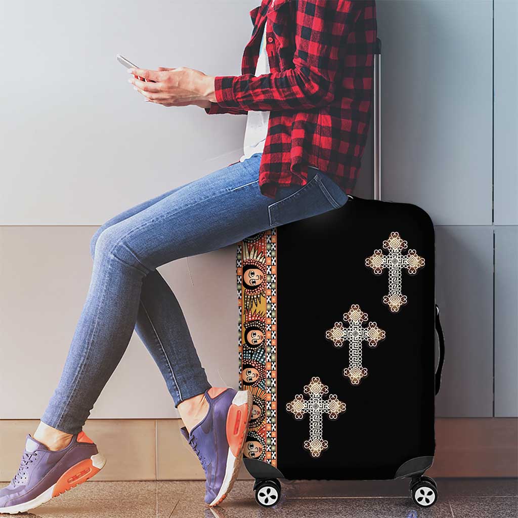 Ethiopia Angels Tilet Luggage Cover Ethiopian Cross Black Color
