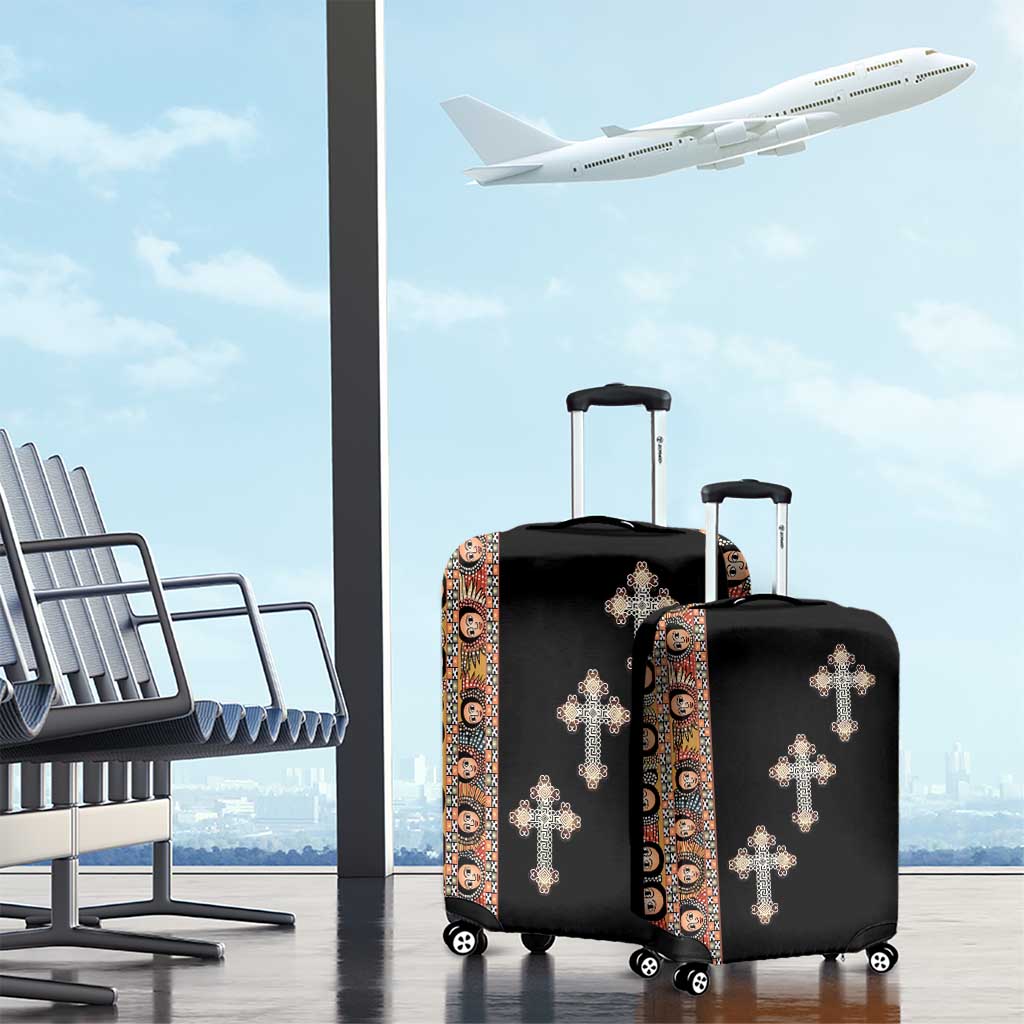 Ethiopia Angels Tilet Luggage Cover Ethiopian Cross Black Color