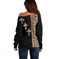 Ethiopia Angels Tilet Off Shoulder Sweater Ethiopian Cross Black Color