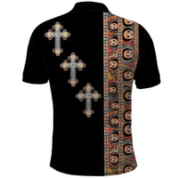 Ethiopia Angels Tilet Polo Shirt Ethiopian Cross Black Color
