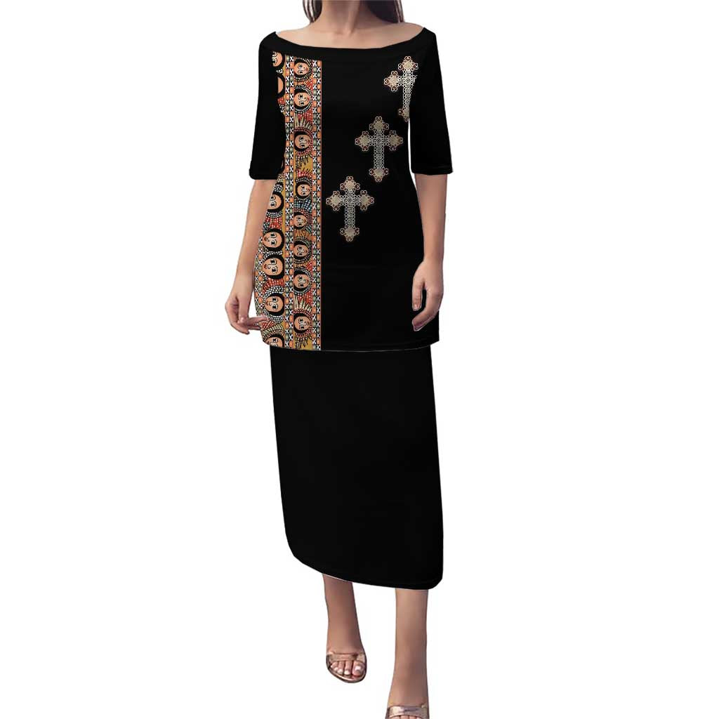 Ethiopia Angels Tilet Puletasi Ethiopian Cross Black Color