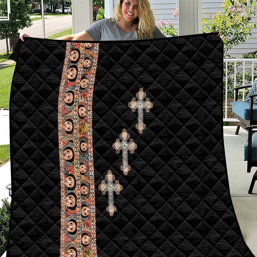 Ethiopia Angels Tilet Quilt Ethiopian Cross Black Color