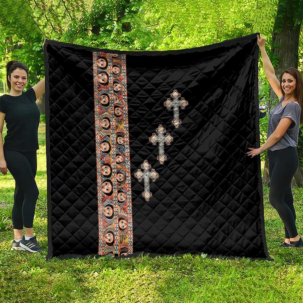 Ethiopia Angels Tilet Quilt Ethiopian Cross Black Color