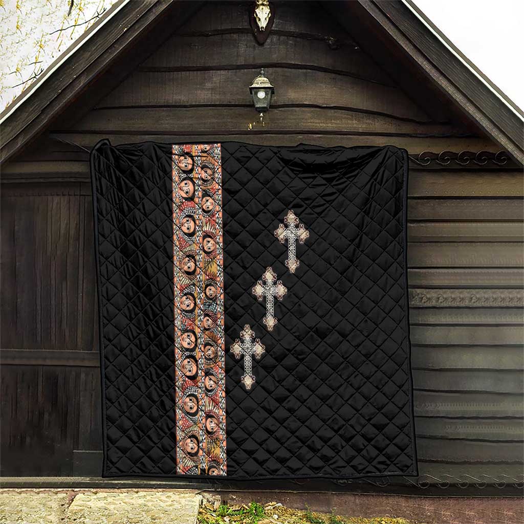 Ethiopia Angels Tilet Quilt Ethiopian Cross Black Color