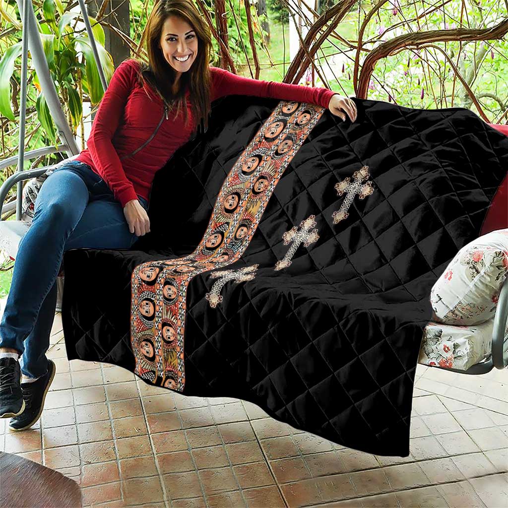 Ethiopia Angels Tilet Quilt Ethiopian Cross Black Color