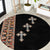 Ethiopia Angels Tilet Round Carpet Ethiopian Cross Black Color