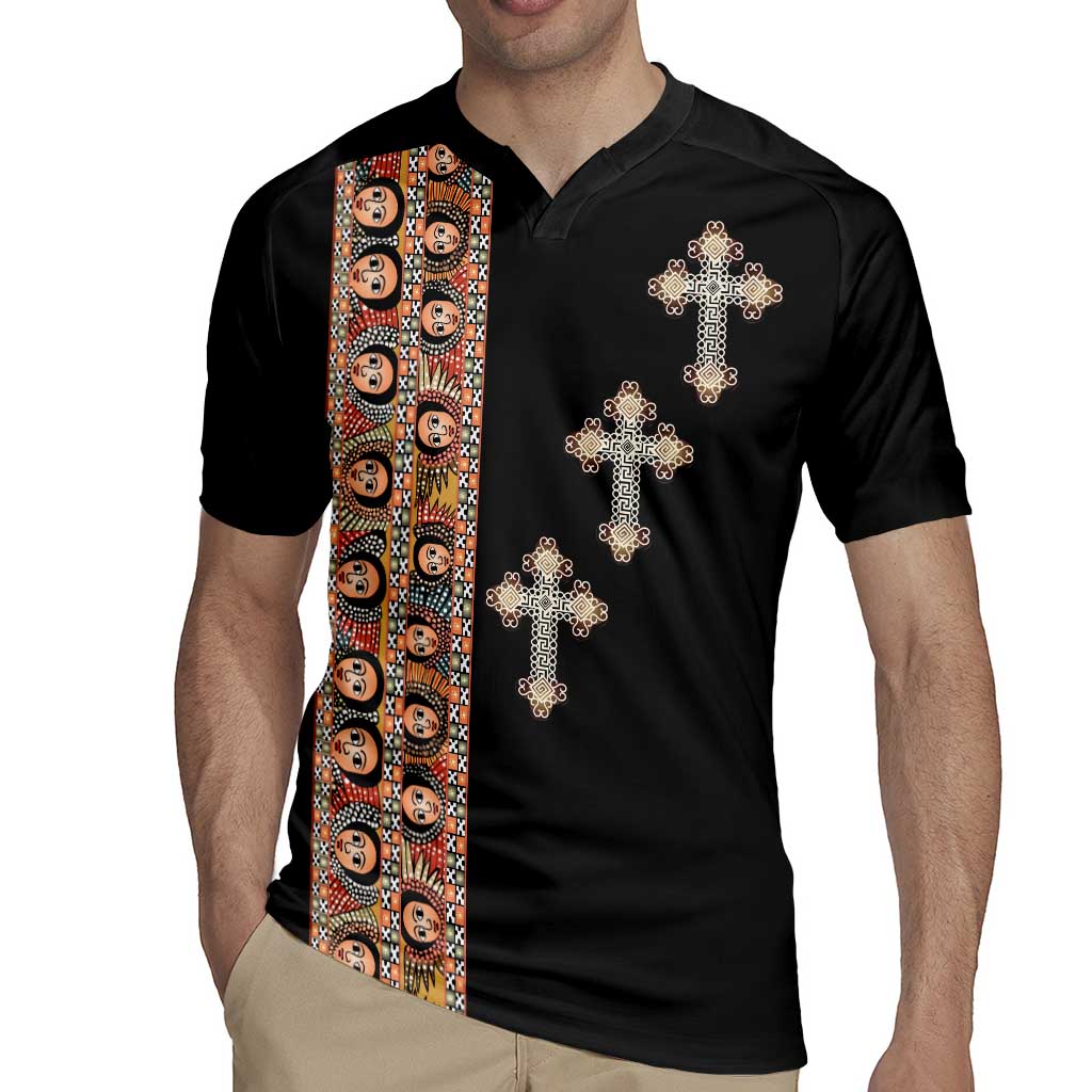 Ethiopia Angels Tilet Rugby Jersey Ethiopian Cross Black Color