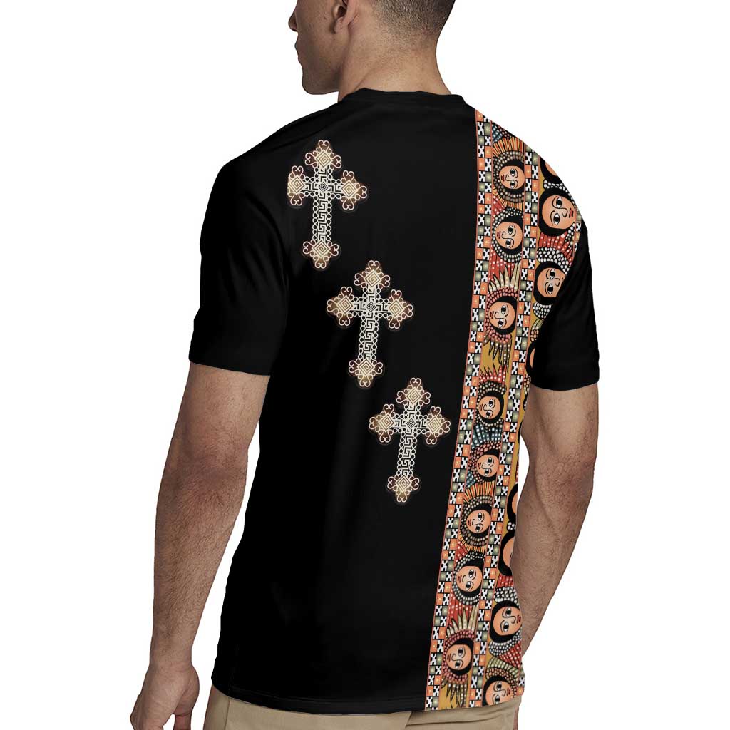 Ethiopia Angels Tilet Rugby Jersey Ethiopian Cross Black Color