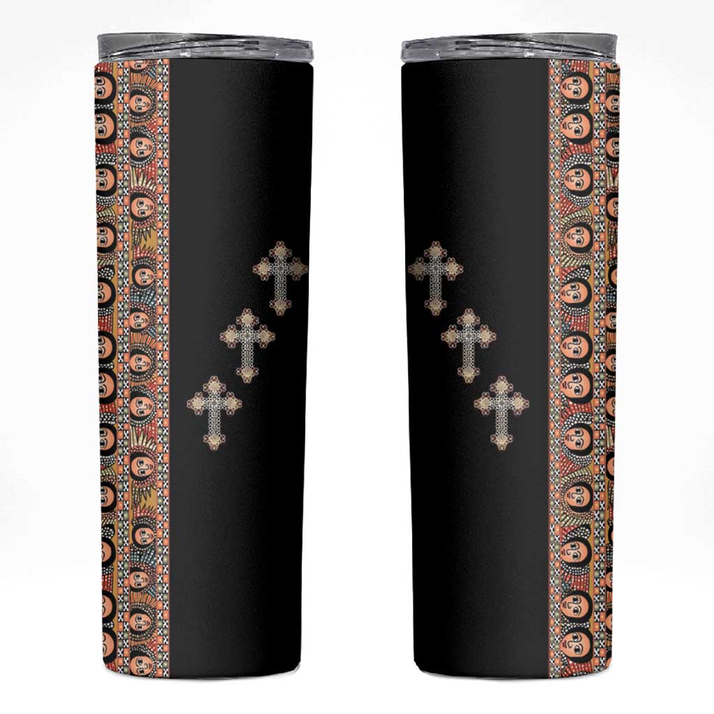 Ethiopia Angels Tilet Skinny Tumbler Ethiopian Cross Black Color