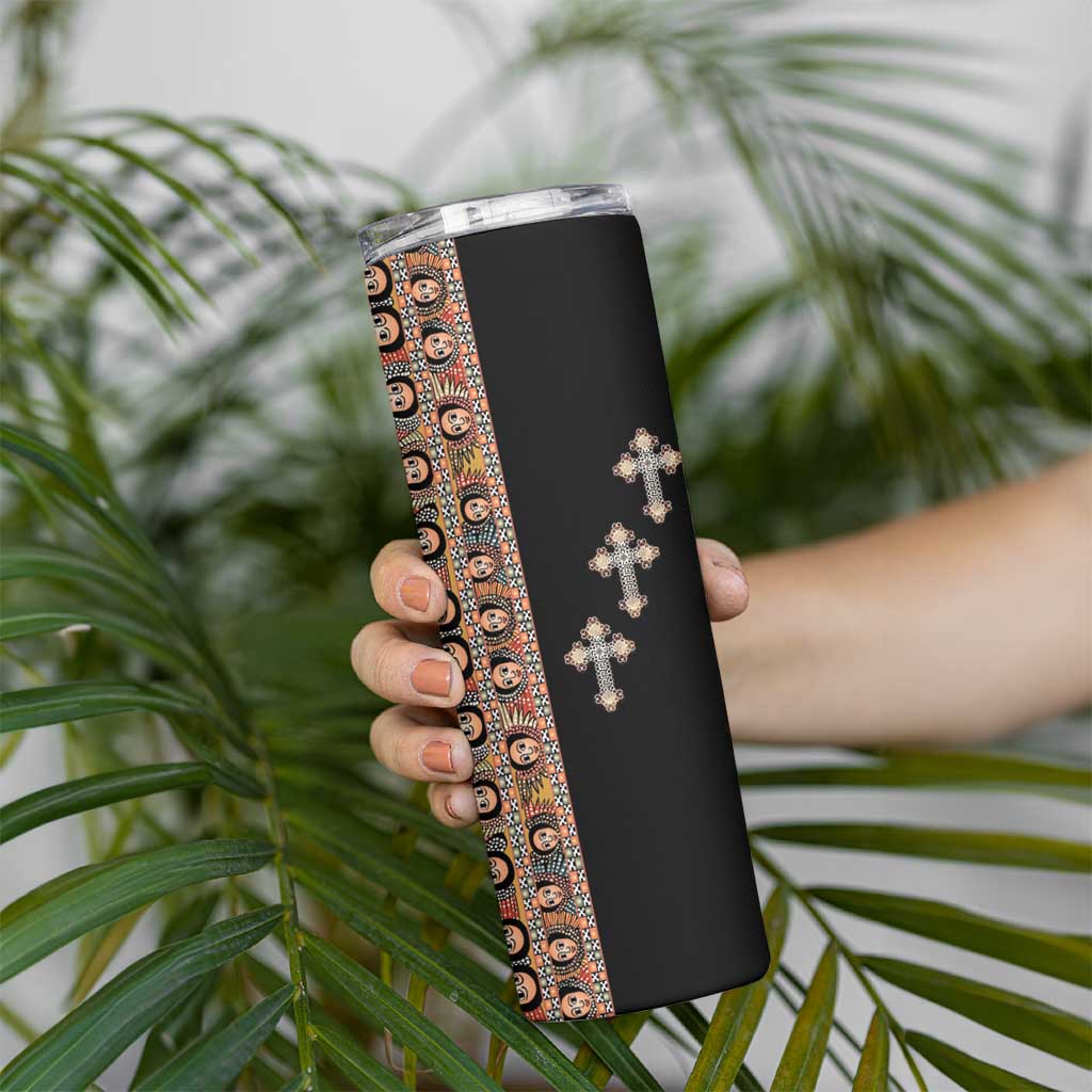 Ethiopia Angels Tilet Skinny Tumbler Ethiopian Cross Black Color