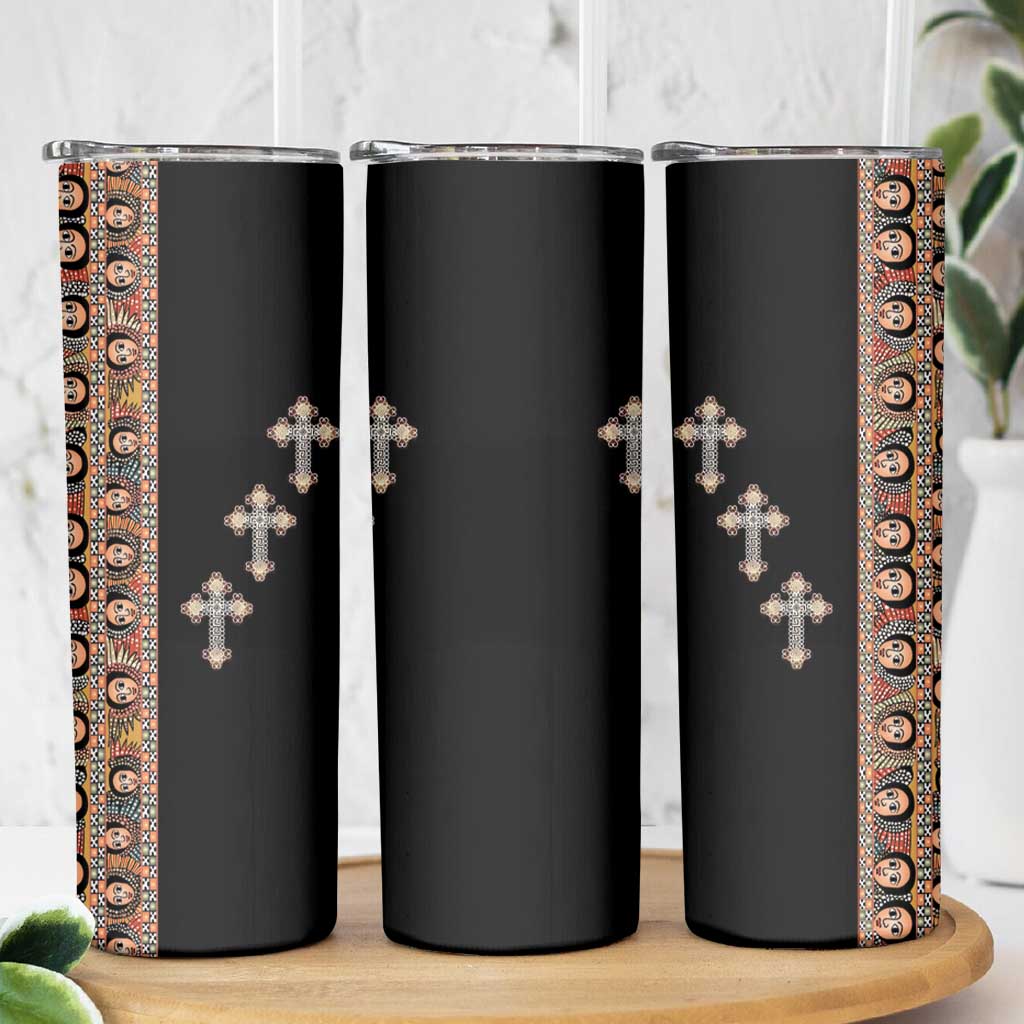 Ethiopia Angels Tilet Skinny Tumbler Ethiopian Cross Black Color