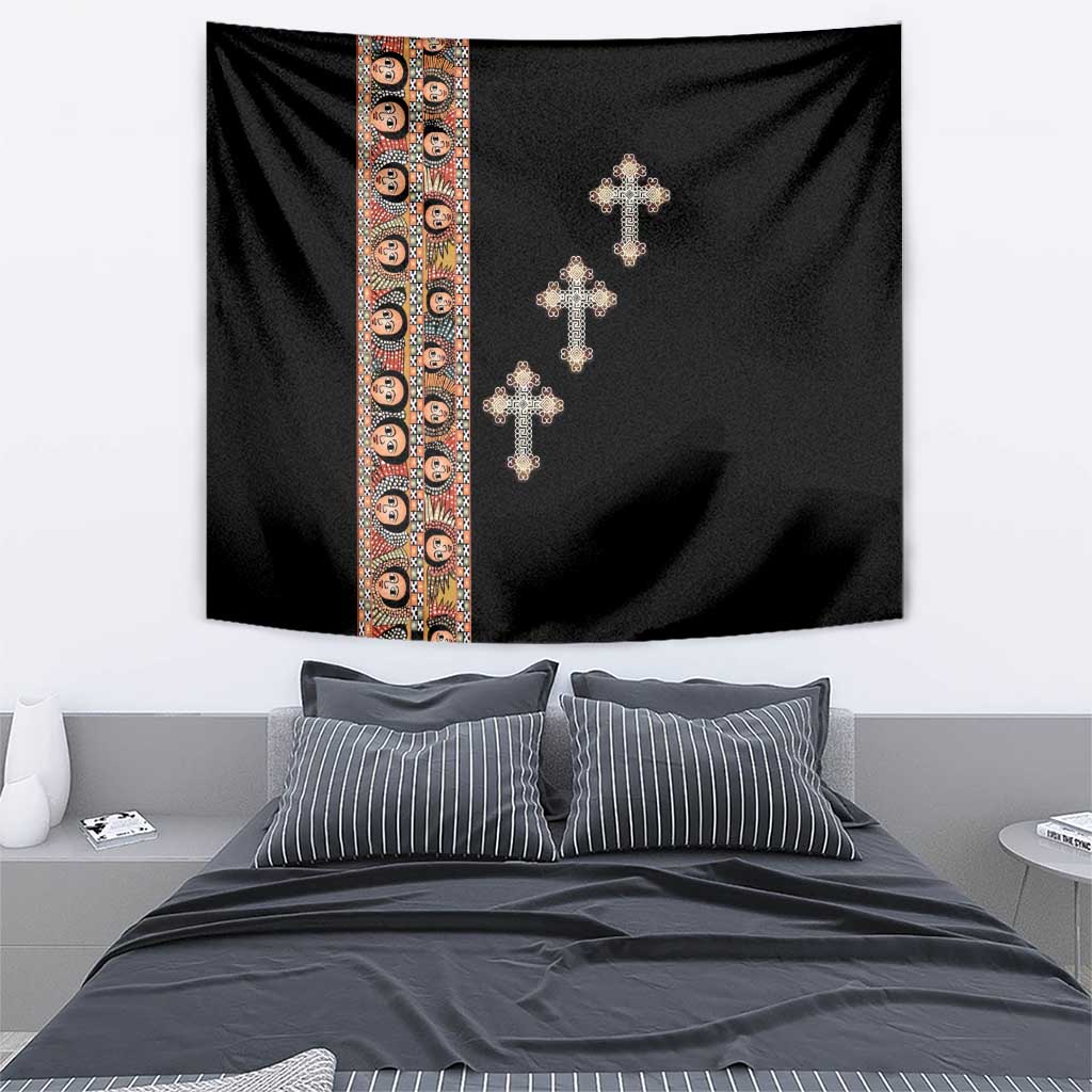 Ethiopia Angels Tilet Tapestry Ethiopian Cross Black Color
