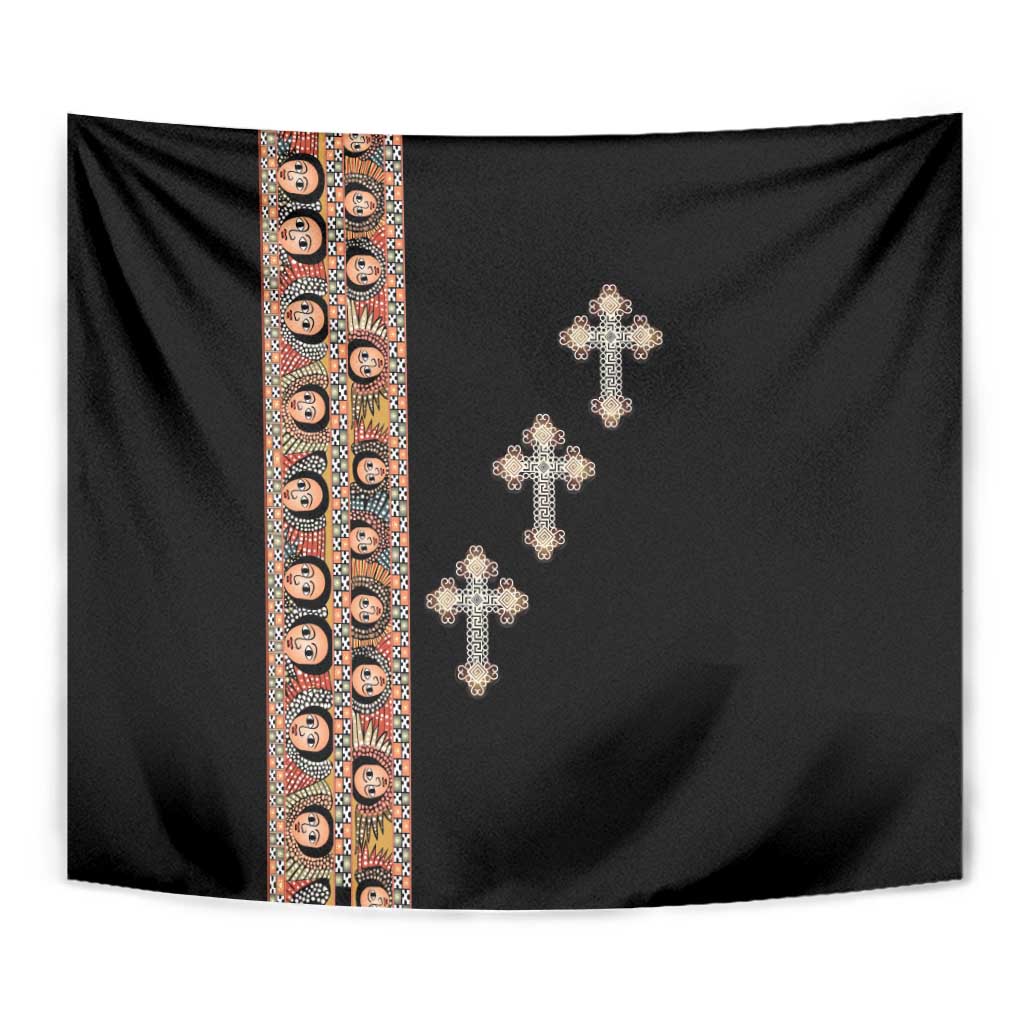 Ethiopia Angels Tilet Tapestry Ethiopian Cross Black Color