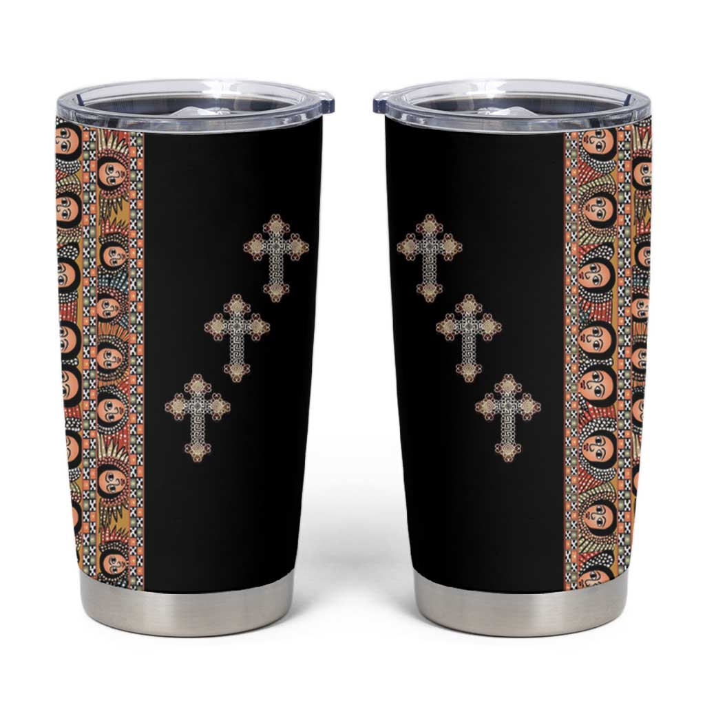Ethiopia Angels Tilet Tumbler Cup Ethiopian Cross Black Color