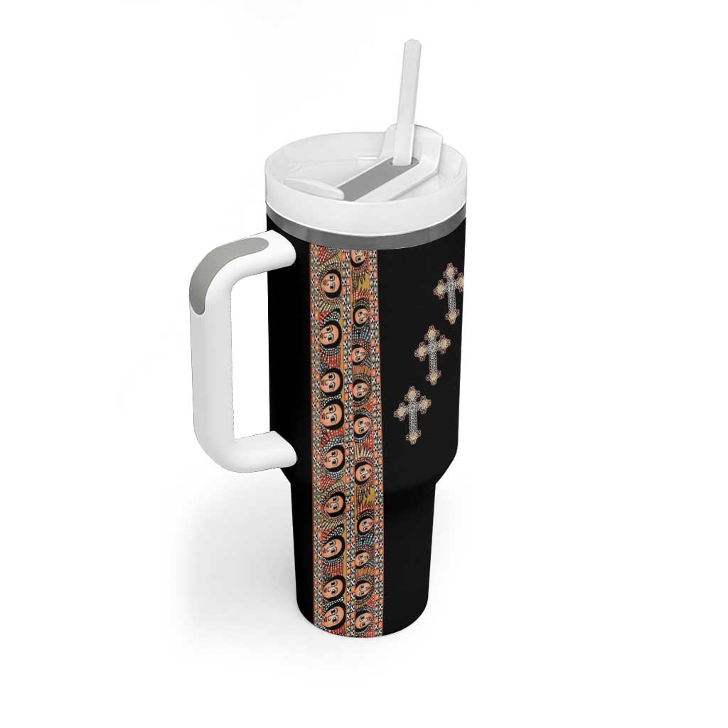 Ethiopia Angels Tilet Tumbler With Handle Ethiopian Cross Black Color