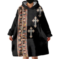 Ethiopia Angels Tilet Wearable Blanket Hoodie Ethiopian Cross Black Color