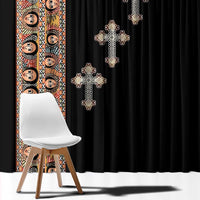 Ethiopia Angels Tilet Window Curtain Ethiopian Cross Black Color