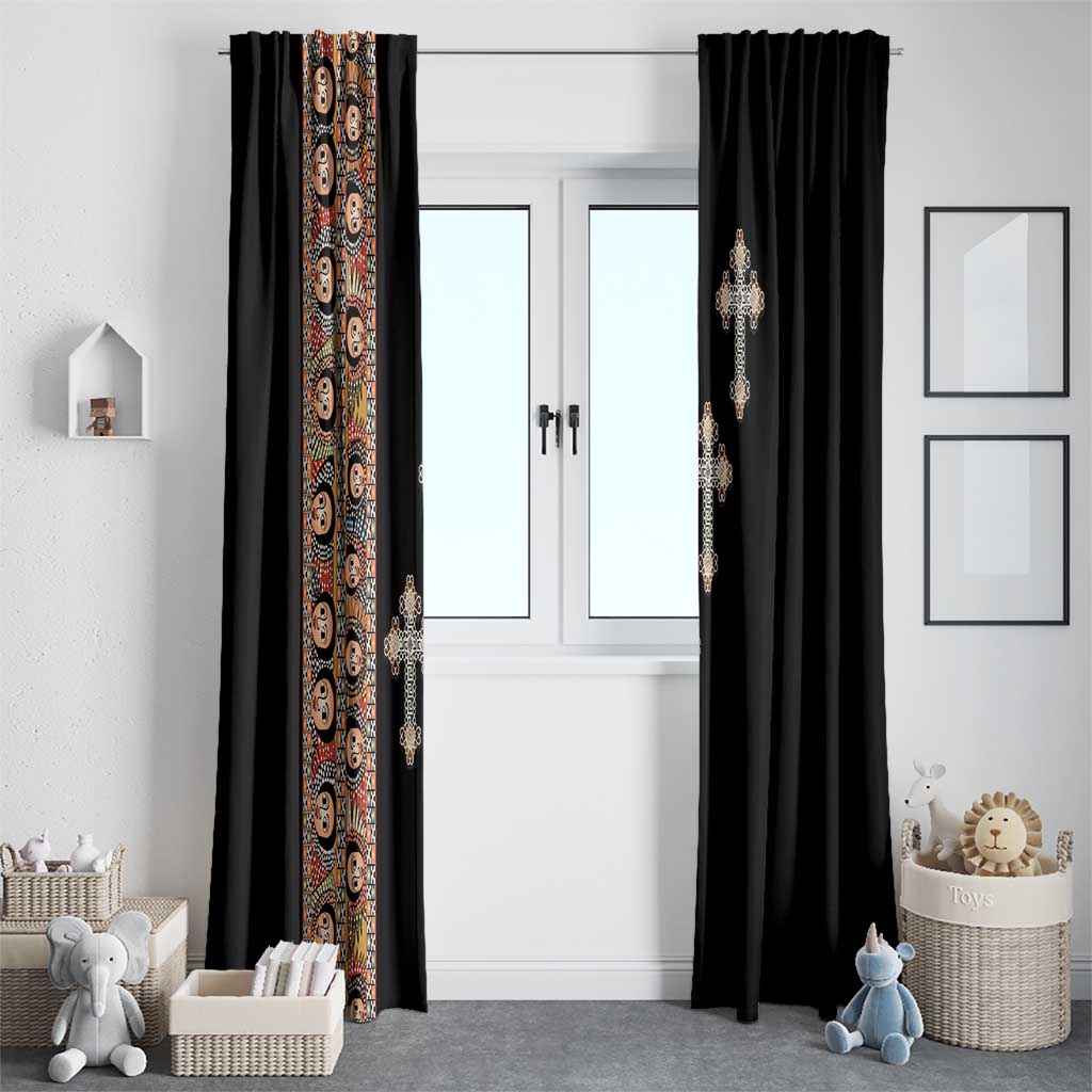Ethiopia Angels Tilet Window Curtain Ethiopian Cross Black Color