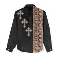 Ethiopia Angels Tilet Women Casual Shirt Ethiopian Cross Black Color
