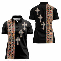 Ethiopia Angels Tilet Women Polo Shirt Ethiopian Cross Black Color