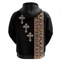 Ethiopia Angels Tilet Zip Hoodie Ethiopian Cross Black Color