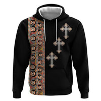 Ethiopia Angels Tilet Zip Hoodie Ethiopian Cross Black Color