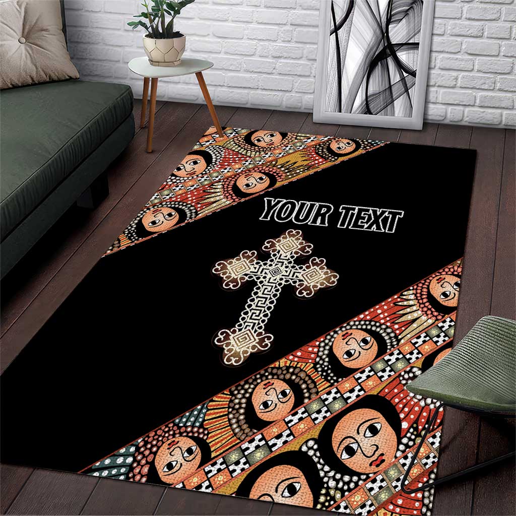 Personalized Ethiopian Orthodox Church Angel Area Rug Black Color
