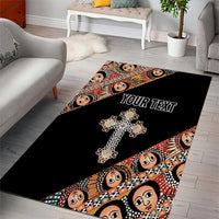 Personalized Ethiopian Orthodox Church Angel Area Rug Black Color