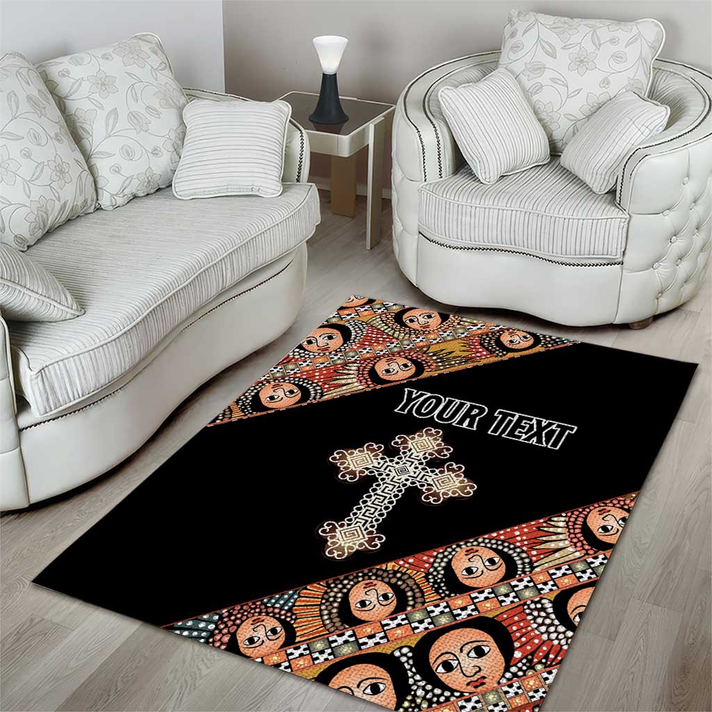 Personalized Ethiopian Orthodox Church Angel Area Rug Black Color