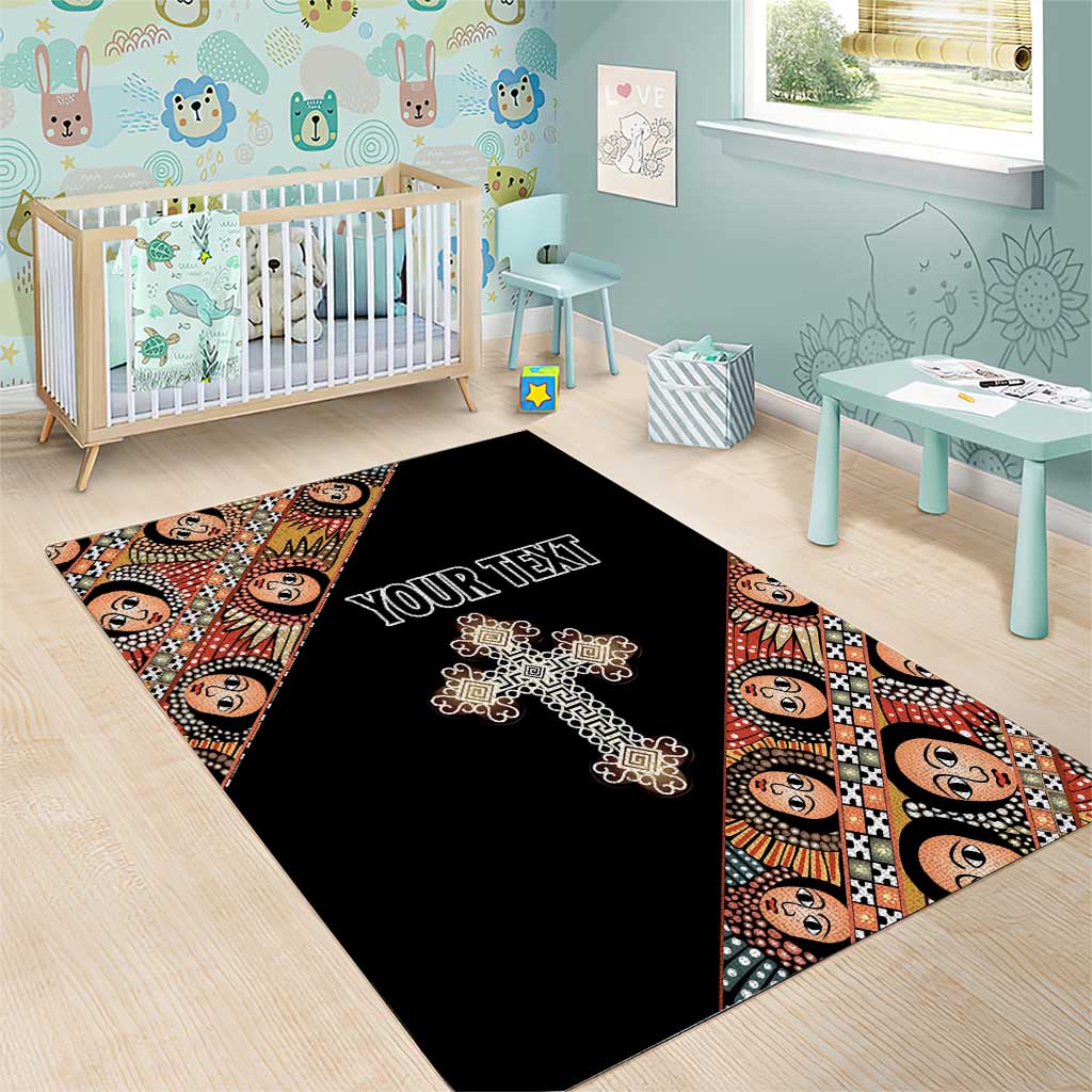Personalized Ethiopian Orthodox Church Angel Area Rug Black Color