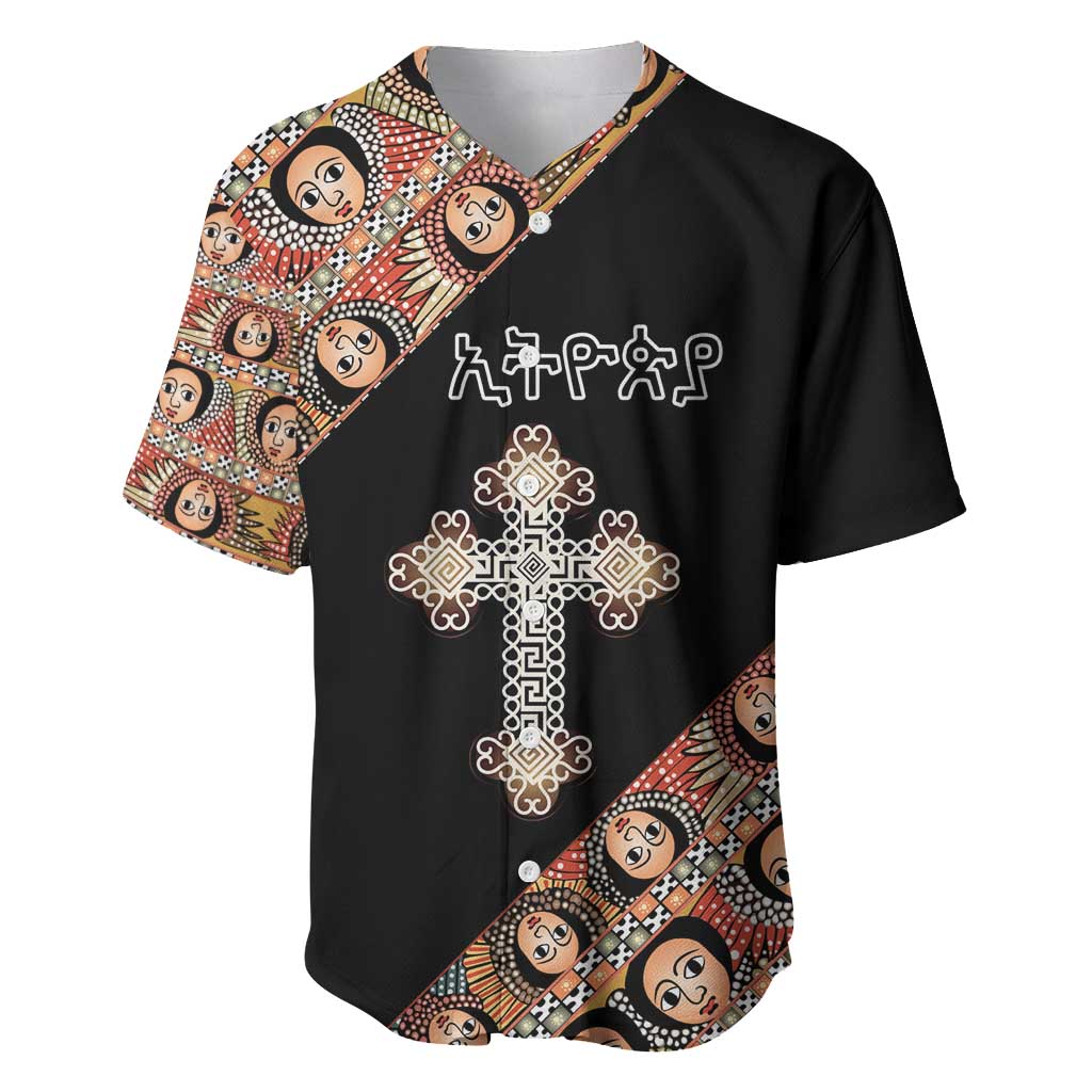 Personalized Ethiopian Orthodox Church Angel Baseball Jersey Black Color