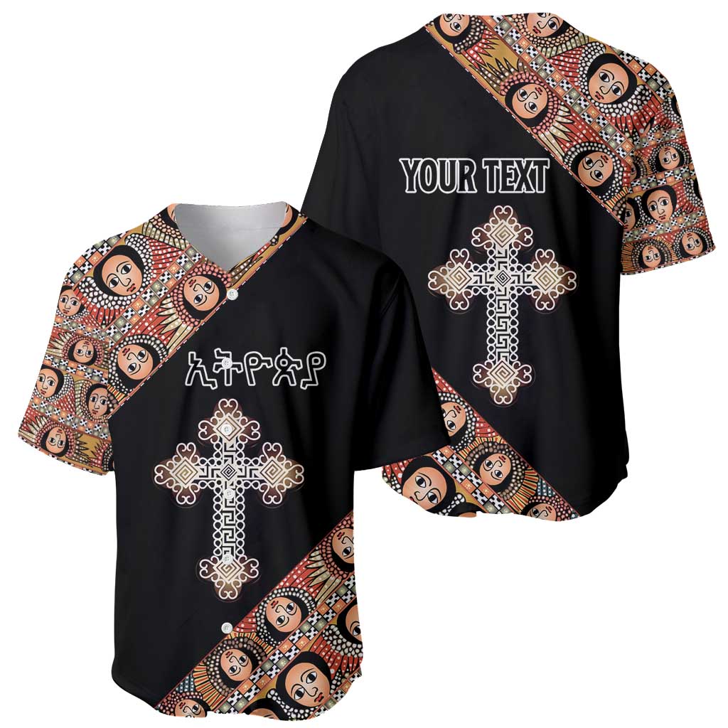 Personalized Ethiopian Orthodox Church Angel Baseball Jersey Black Color
