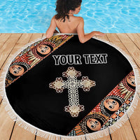 Personalized Ethiopian Orthodox Church Angel Beach Blanket Black Color