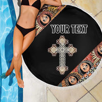 Personalized Ethiopian Orthodox Church Angel Beach Blanket Black Color