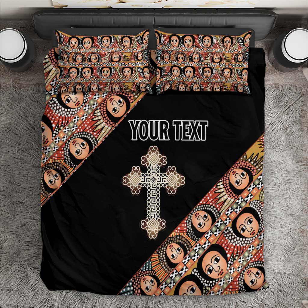 Personalized Ethiopian Orthodox Church Angel Bedding Set Black Color