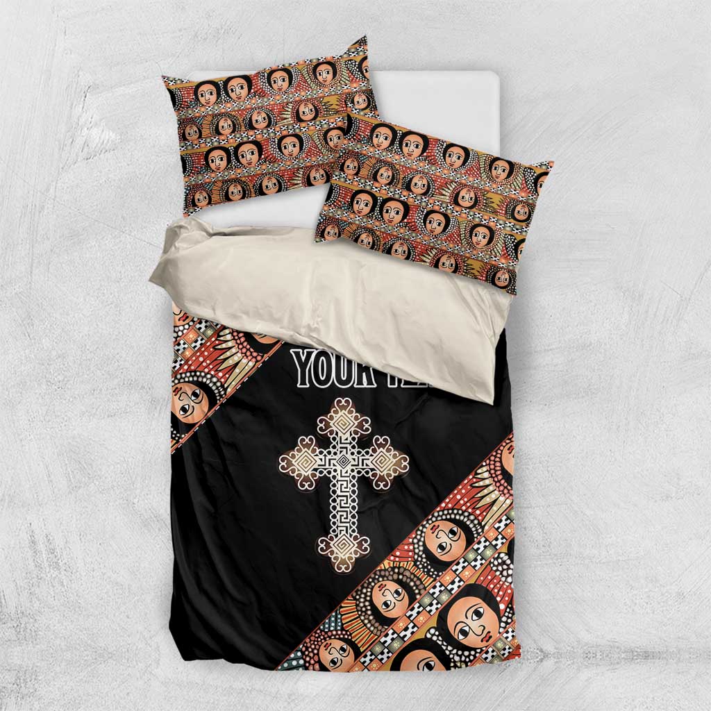 Personalized Ethiopian Orthodox Church Angel Bedding Set Black Color