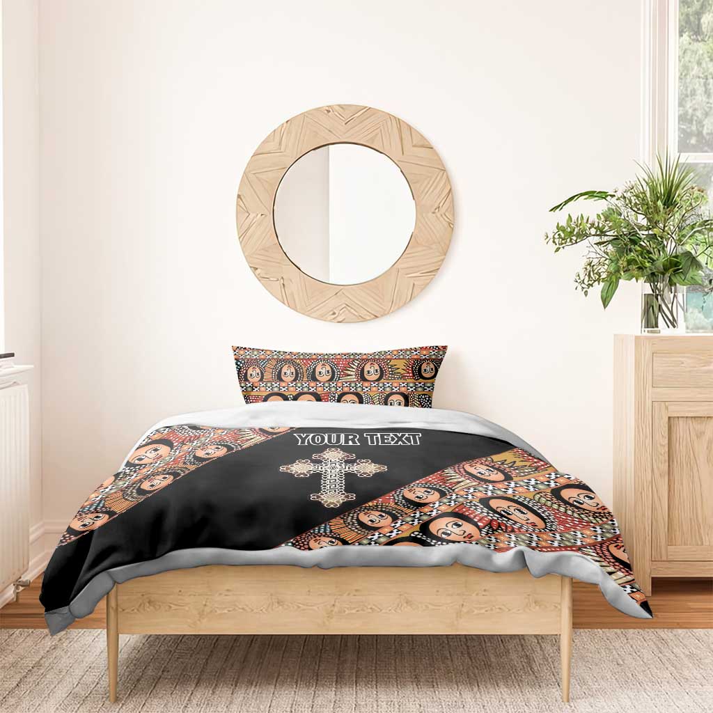 Personalized Ethiopian Orthodox Church Angel Bedding Set Black Color