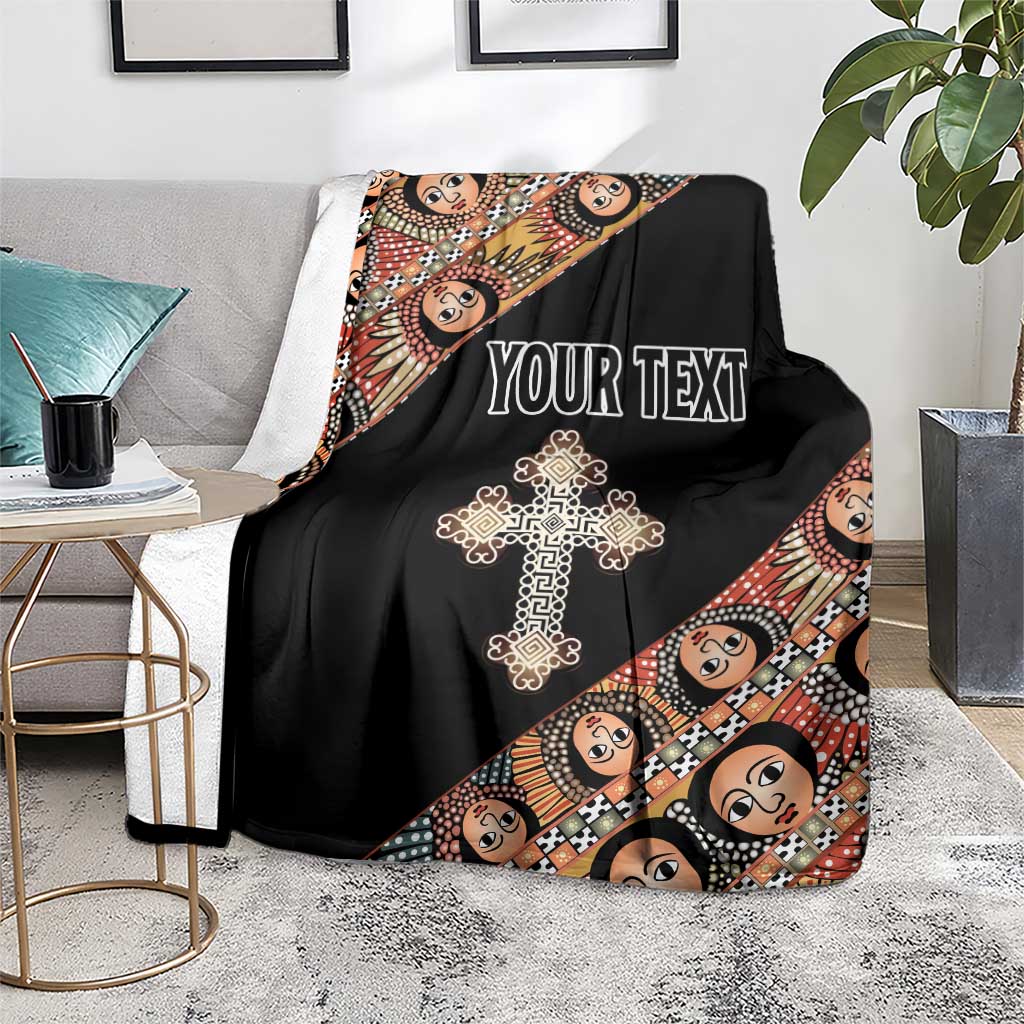 Personalized Ethiopian Orthodox Church Angel Blanket Black Color